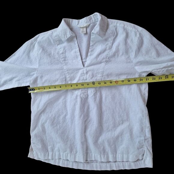 H&M Linen Cotton Shirt Crisp White Blouse Top Pullover Popover Loose size S - Picture 5 of 9